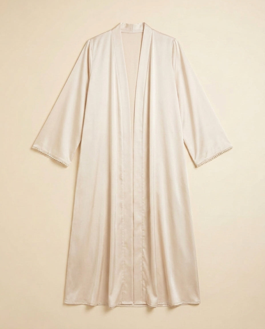 Ivory Satin Evening Abaya