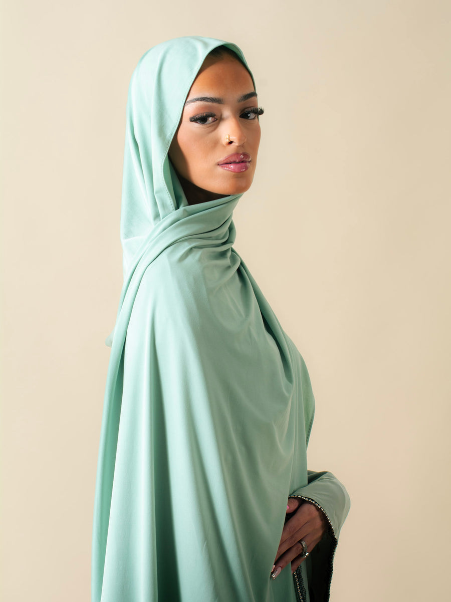 Abaya MYMYA Vert d'Eau - Visage