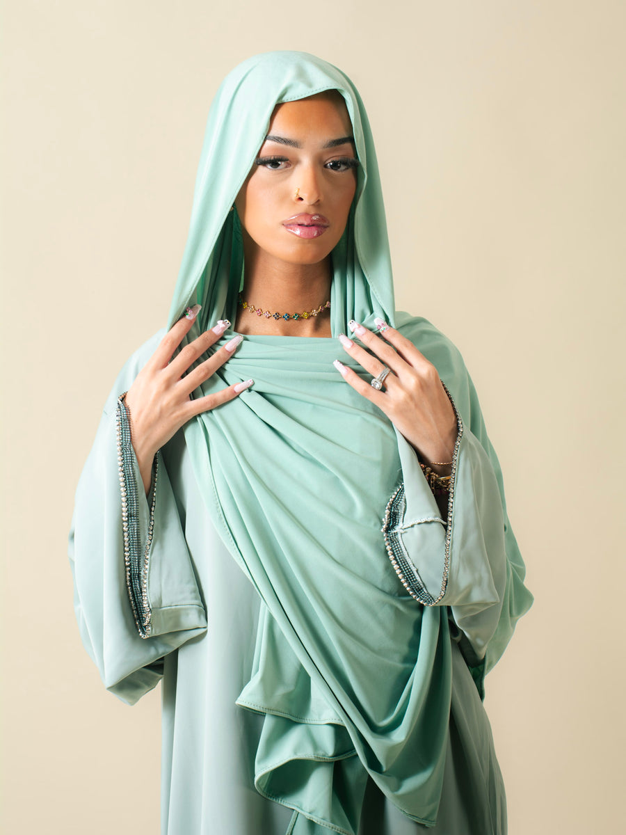 Abaya MYMYA Vert d'Eau - Face
