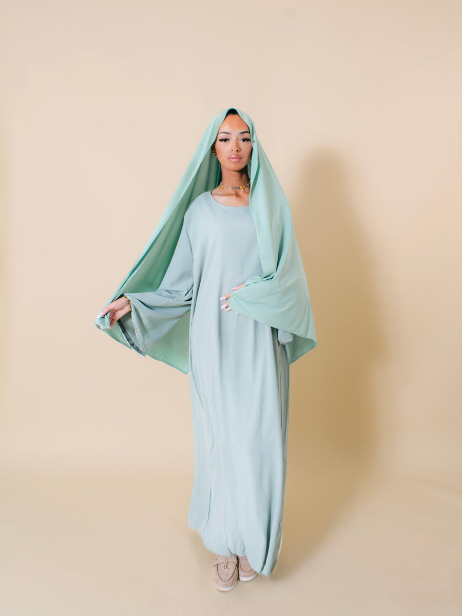 Abaya MYMYA Vert d'Eau - Plein pied