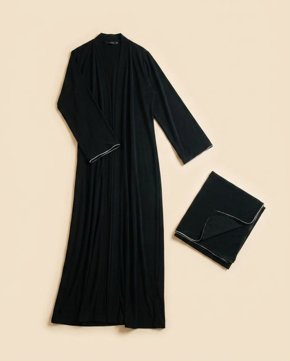 Abaya MYMYA Noir avec voile assorti - packshot