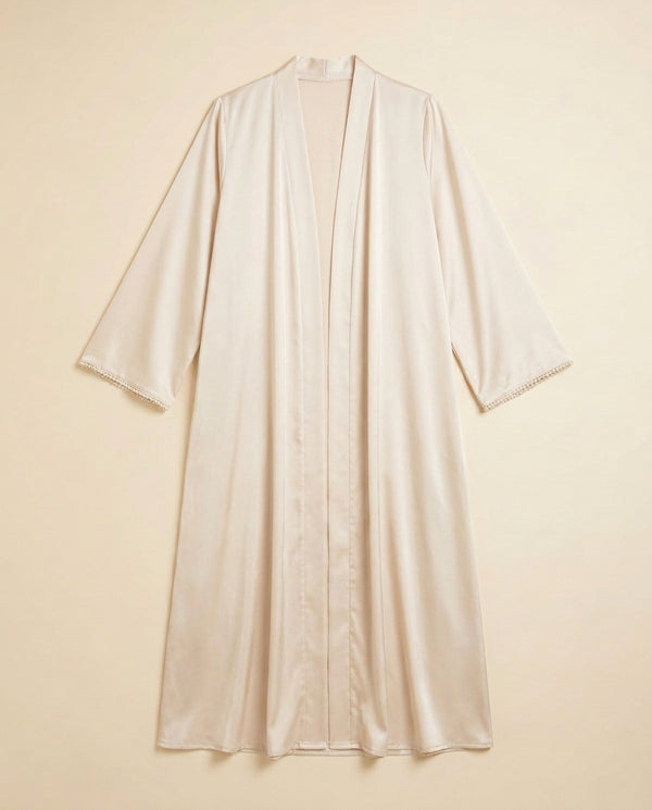 Ivory Satin Evening Abaya